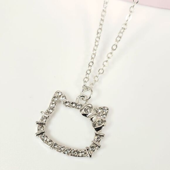 Brand New Silver Rhinestone Hello Kitty Necklace - Picture 2 of 7